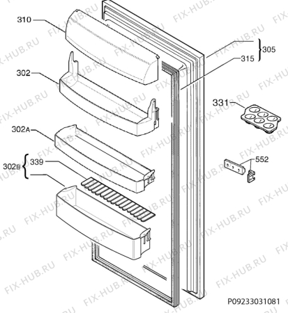 Взрыв-схема холодильника Juno Electrolux JRN40122 - Схема узла Door 003